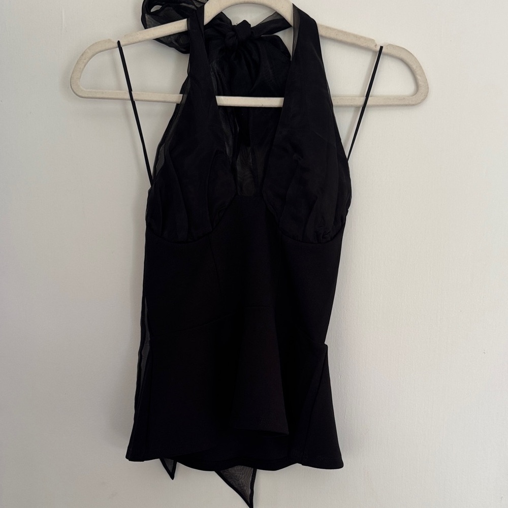 Express v neck peplum black top